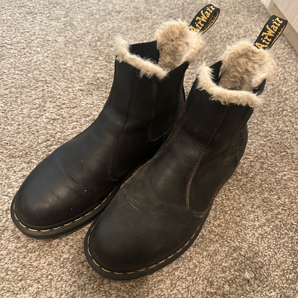 Dr. Martens Black Women's Boots with Fur Trim